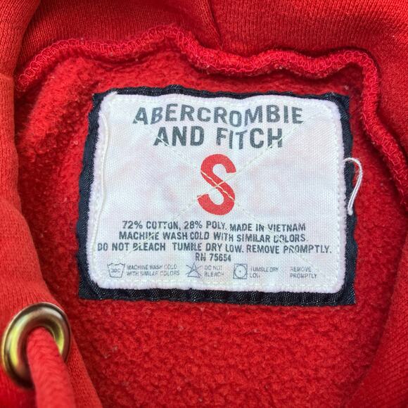 VTG Y2K Abercrombie and Fitch Hoodie Sweatshirt Sz Sm Red Distressed Streetwear - Picture 7 of 9